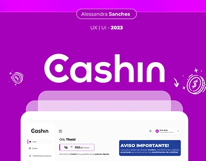 Capa Cashin Redesign com telas de aplicativo financeiro sobre fundo azul